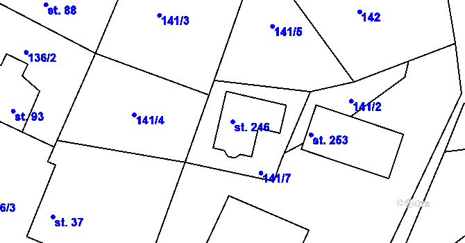 Parcela st. 246 v KÚ Vystrkov u Humpolce, Katastrální mapa
