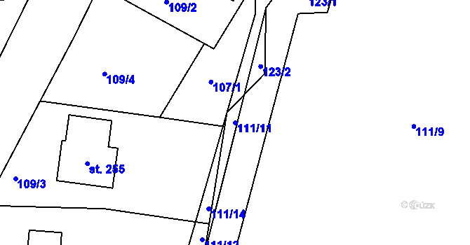 Parcela st. 111/11 v KÚ Vystrkov u Humpolce, Katastrální mapa