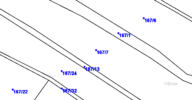 Parcela st. 167/7 v KÚ Vystrkov u Humpolce, Katastrální mapa