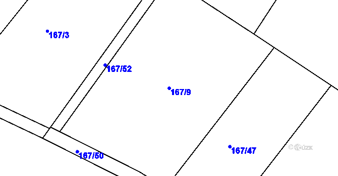 Parcela st. 167/9 v KÚ Vystrkov u Humpolce, Katastrální mapa
