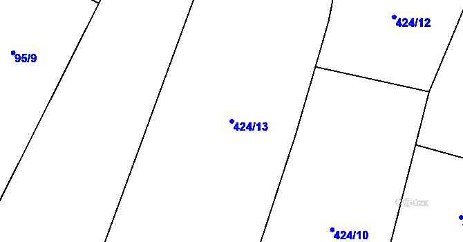 Parcela st. 424/13 v KÚ Vystrkov u Humpolce, Katastrální mapa