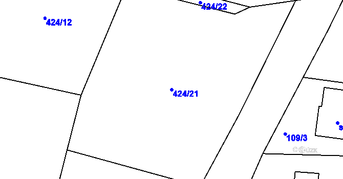Parcela st. 424/21 v KÚ Vystrkov u Humpolce, Katastrální mapa