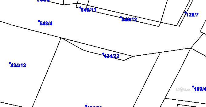 Parcela st. 424/22 v KÚ Vystrkov u Humpolce, Katastrální mapa