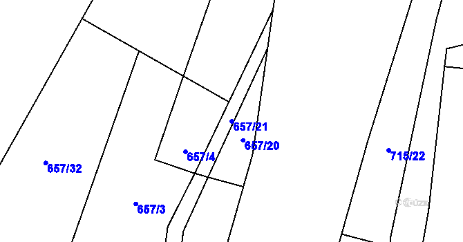 Parcela st. 657/21 v KÚ Vystrkov u Humpolce, Katastrální mapa