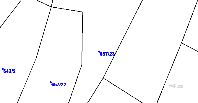 Parcela st. 657/23 v KÚ Vystrkov u Humpolce, Katastrální mapa