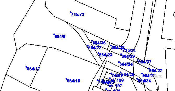 Parcela st. 664/22 v KÚ Vystrkov u Humpolce, Katastrální mapa