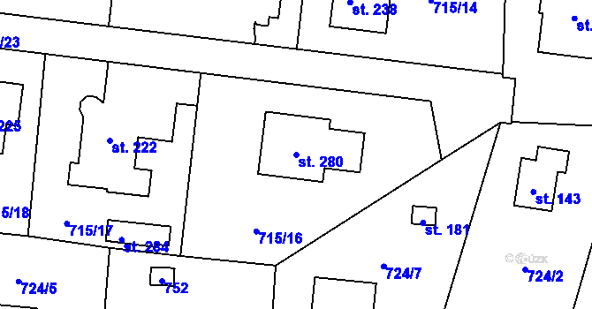 Parcela st. 280 v KÚ Vystrkov u Humpolce, Katastrální mapa
