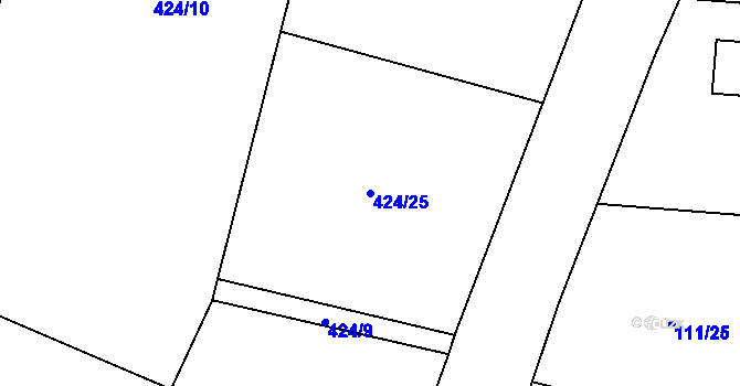 Parcela st. 424/25 v KÚ Vystrkov u Humpolce, Katastrální mapa