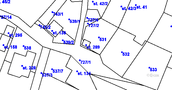 Parcela st. 289 v KÚ Vystrkov u Humpolce, Katastrální mapa