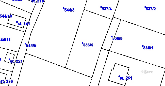 Parcela st. 536/5 v KÚ Vystrkov u Humpolce, Katastrální mapa
