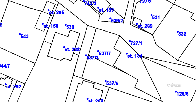 Parcela st. 537/7 v KÚ Vystrkov u Humpolce, Katastrální mapa