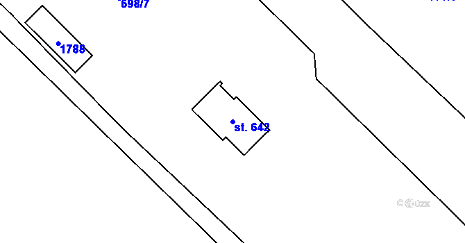 Parcela st. 642 v KÚ Ervěnice, Katastrální mapa