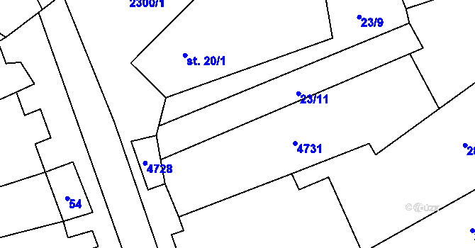 Parcela st. 20/2 v KÚ Komořany na Moravě, Katastrální mapa