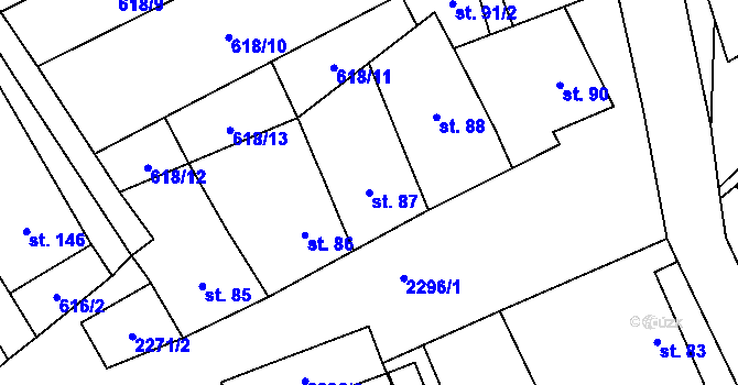 Parcela st. 87 v KÚ Komořany na Moravě, Katastrální mapa