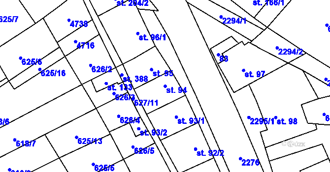Parcela st. 94 v KÚ Komořany na Moravě, Katastrální mapa