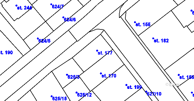Parcela st. 177 v KÚ Komořany na Moravě, Katastrální mapa