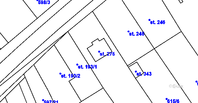Parcela st. 275 v KÚ Komořany na Moravě, Katastrální mapa