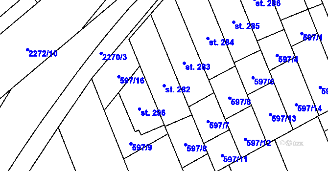 Parcela st. 282 v KÚ Komořany na Moravě, Katastrální mapa