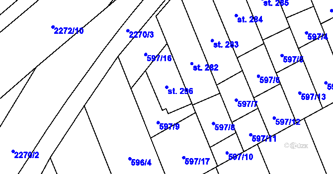 Parcela st. 296 v KÚ Komořany na Moravě, Katastrální mapa