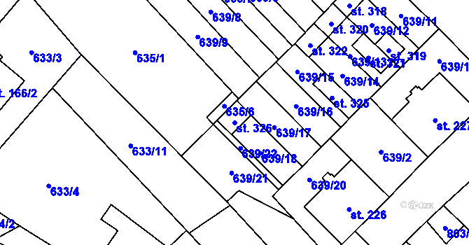 Parcela st. 326 v KÚ Komořany na Moravě, Katastrální mapa