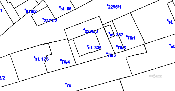 Parcela st. 336 v KÚ Komořany na Moravě, Katastrální mapa