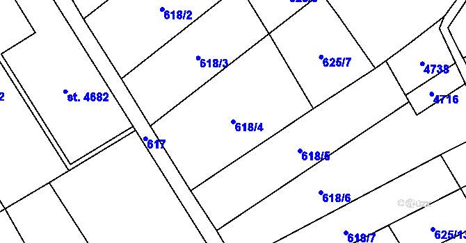 Parcela st. 618/4 v KÚ Komořany na Moravě, Katastrální mapa