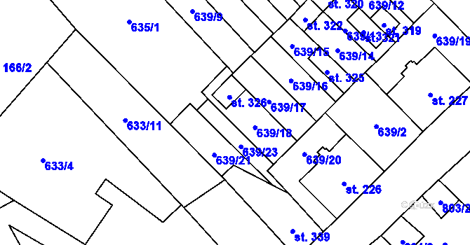 Parcela st. 639/22 v KÚ Komořany na Moravě, Katastrální mapa