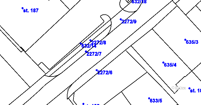Parcela st. 2272/4 v KÚ Komořany na Moravě, Katastrální mapa