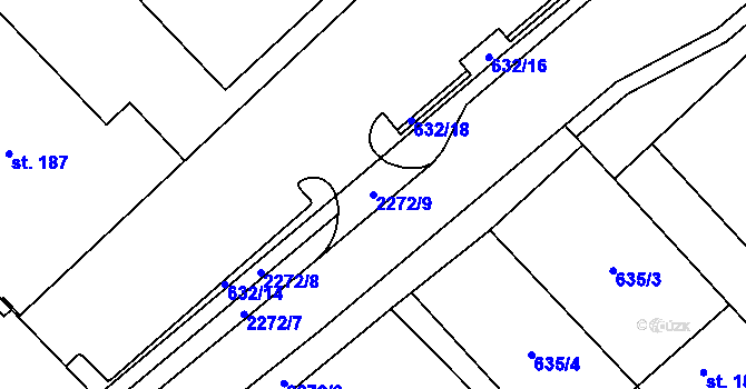 Parcela st. 2272/9 v KÚ Komořany na Moravě, Katastrální mapa