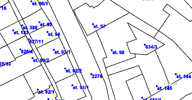 Parcela st. 2295/1 v KÚ Komořany na Moravě, Katastrální mapa