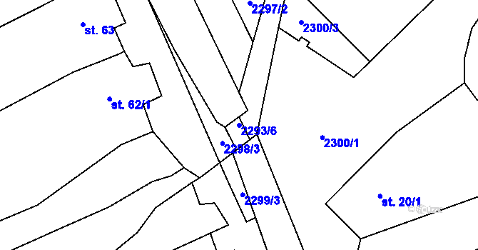 Parcela st. 2293/6 v KÚ Komořany na Moravě, Katastrální mapa