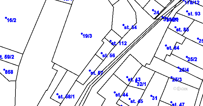 Parcela st. 56 v KÚ Podbřežice, Katastrální mapa
