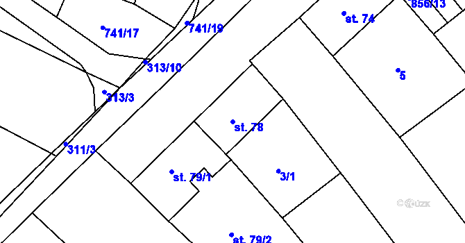 Parcela st. 78 v KÚ Podbřežice, Katastrální mapa