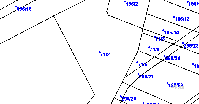 Parcela st. 71/2 v KÚ Podbřežice, Katastrální mapa