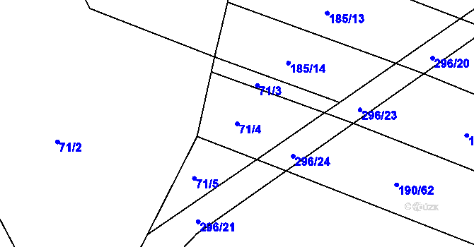 Parcela st. 71/4 v KÚ Podbřežice, Katastrální mapa
