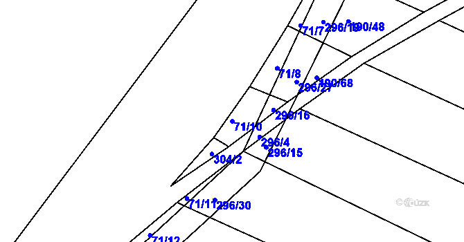 Parcela st. 71/10 v KÚ Podbřežice, Katastrální mapa