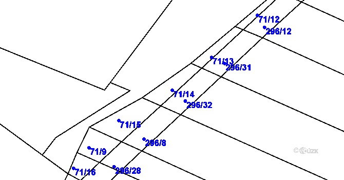 Parcela st. 71/14 v KÚ Podbřežice, Katastrální mapa