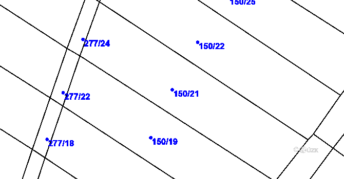 Parcela st. 150/21 v KÚ Podbřežice, Katastrální mapa
