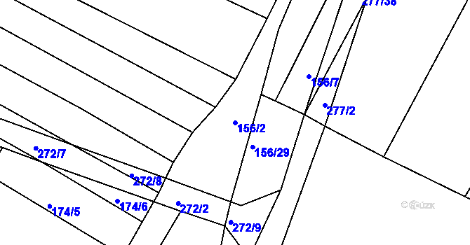 Parcela st. 156/2 v KÚ Podbřežice, Katastrální mapa