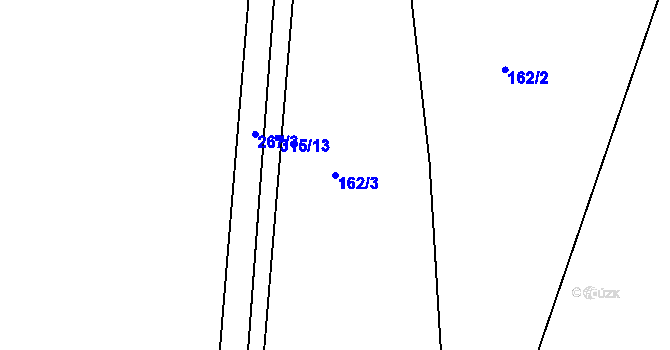Parcela st. 162/3 v KÚ Podbřežice, Katastrální mapa