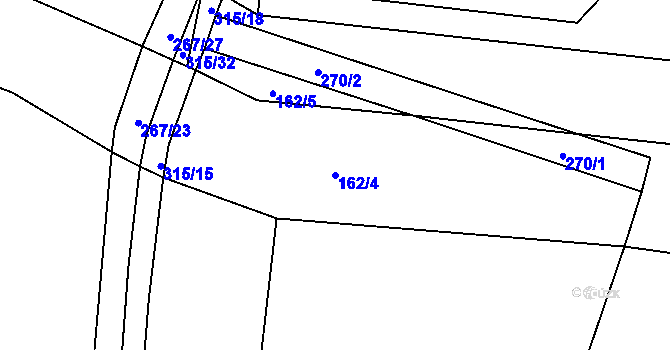 Parcela st. 162/4 v KÚ Podbřežice, Katastrální mapa