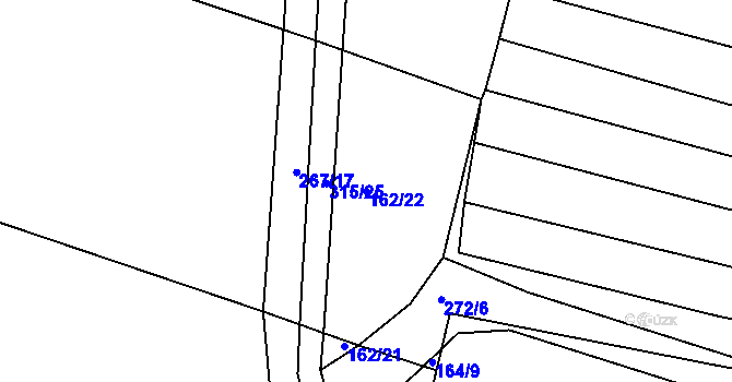 Parcela st. 162/22 v KÚ Podbřežice, Katastrální mapa