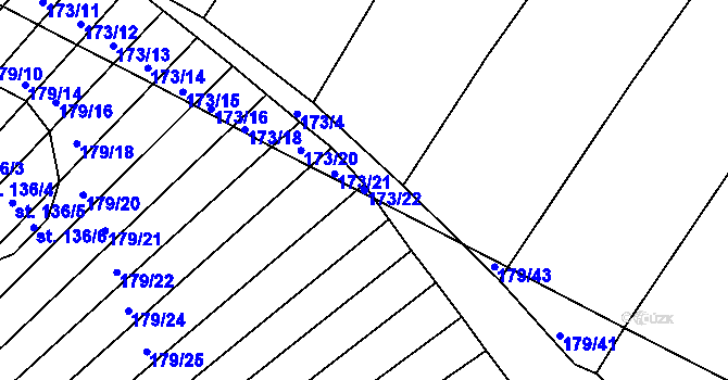 Parcela st. 173/22 v KÚ Podbřežice, Katastrální mapa