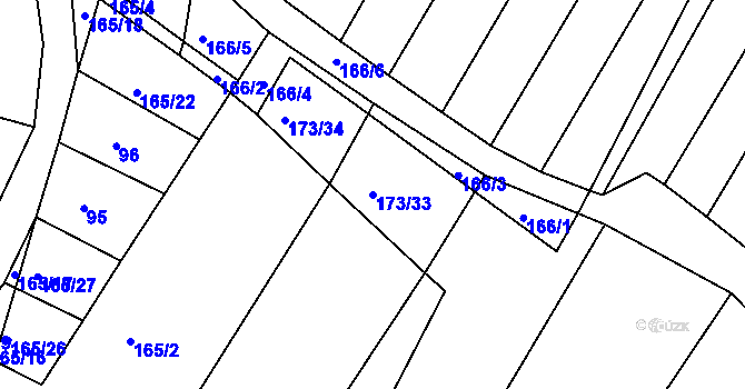 Parcela st. 173/33 v KÚ Podbřežice, Katastrální mapa