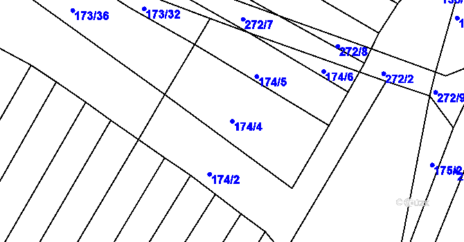 Parcela st. 174/4 v KÚ Podbřežice, Katastrální mapa