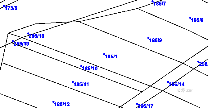 Parcela st. 185/1 v KÚ Podbřežice, Katastrální mapa