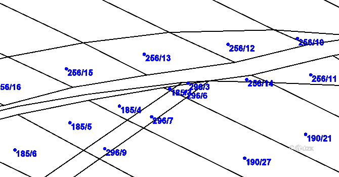 Parcela st. 185/3 v KÚ Podbřežice, Katastrální mapa