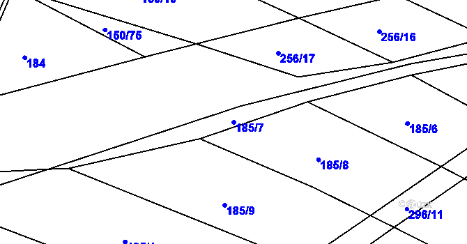 Parcela st. 185/7 v KÚ Podbřežice, Katastrální mapa