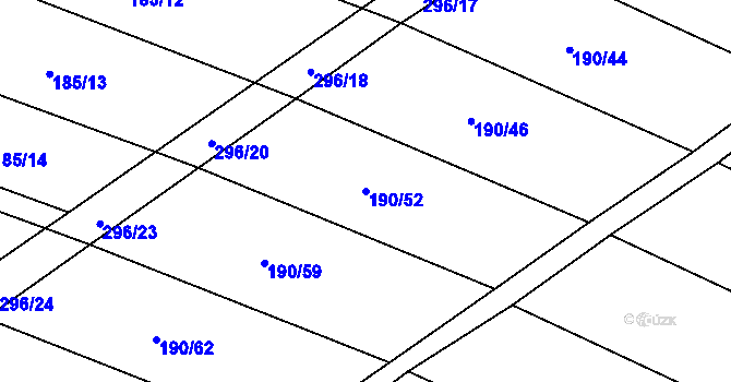 Parcela st. 190/52 v KÚ Podbřežice, Katastrální mapa
