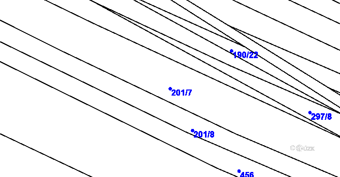 Parcela st. 201/7 v KÚ Podbřežice, Katastrální mapa